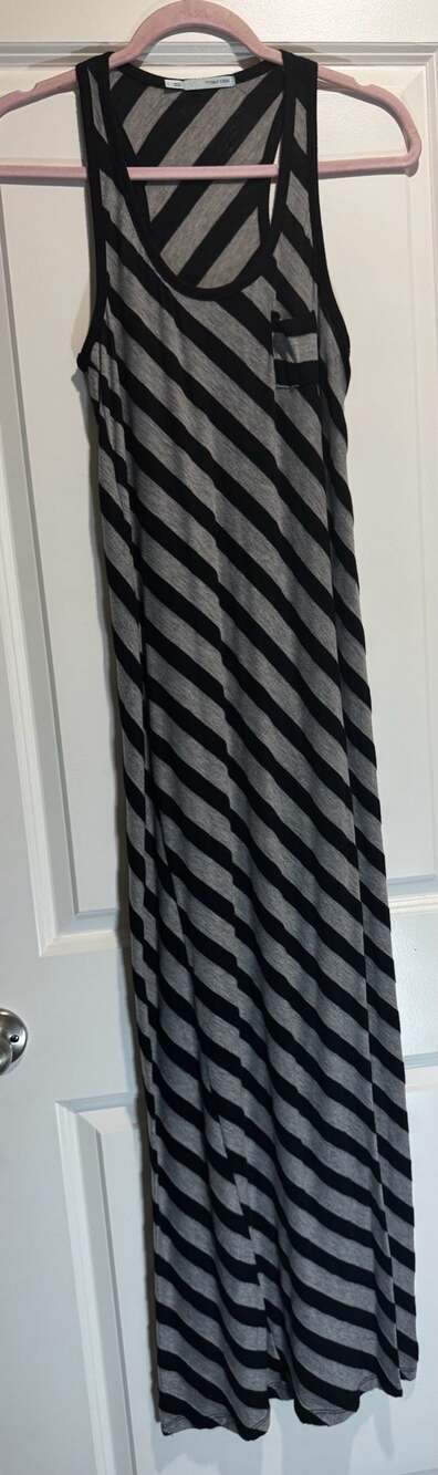 Maurices Black Gray Striped Racerback Maxi Dress Size L